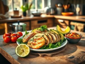 Lanche Low Carb Rápido de Frango com Abacate