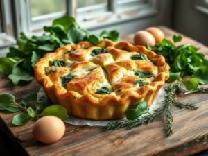 Torta Low Carb Salgada de Frango e Espinafre