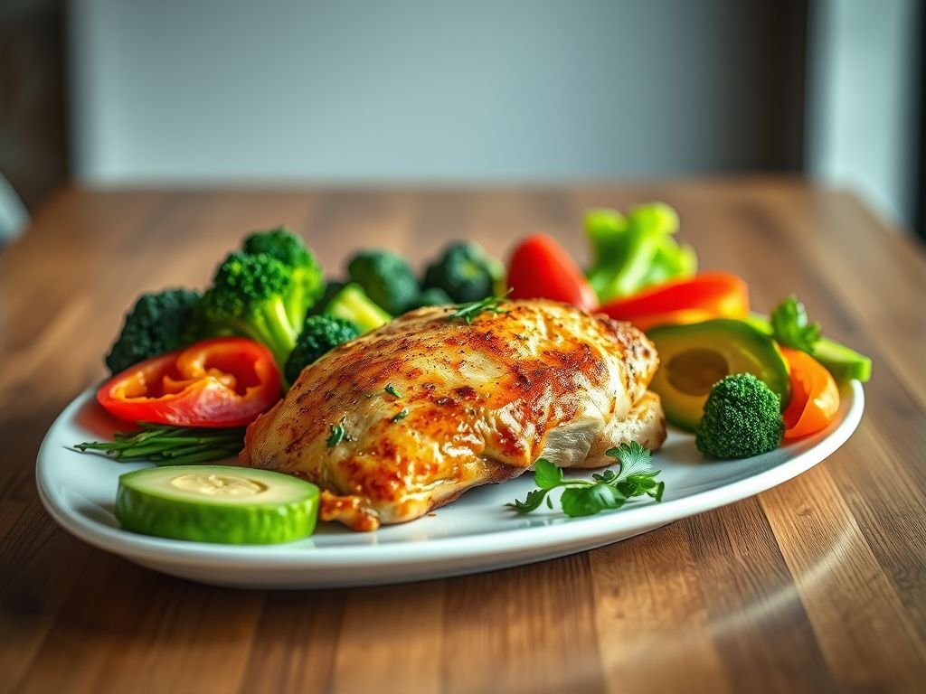 Almoço low carb com frango
