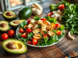 Salada Tropical Low Carb com Abacate e Queijo Coalho
