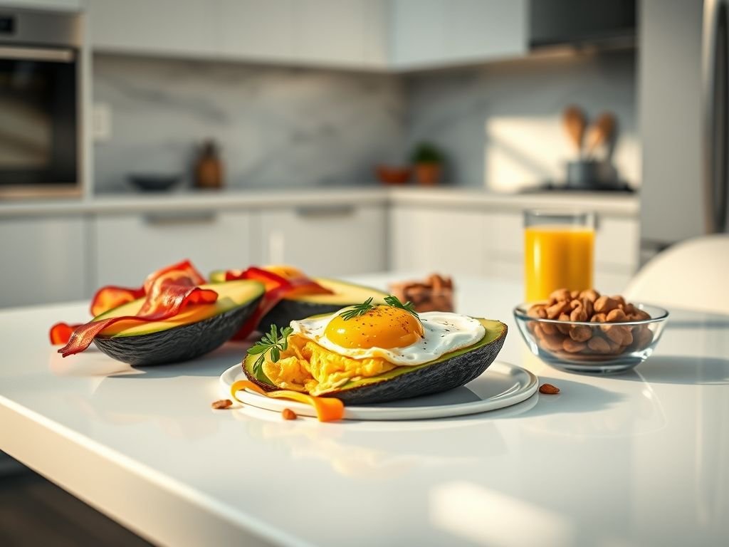 Opcao de cafe da manha low carb