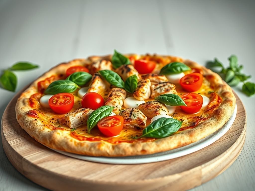 Pizza low carb de frango