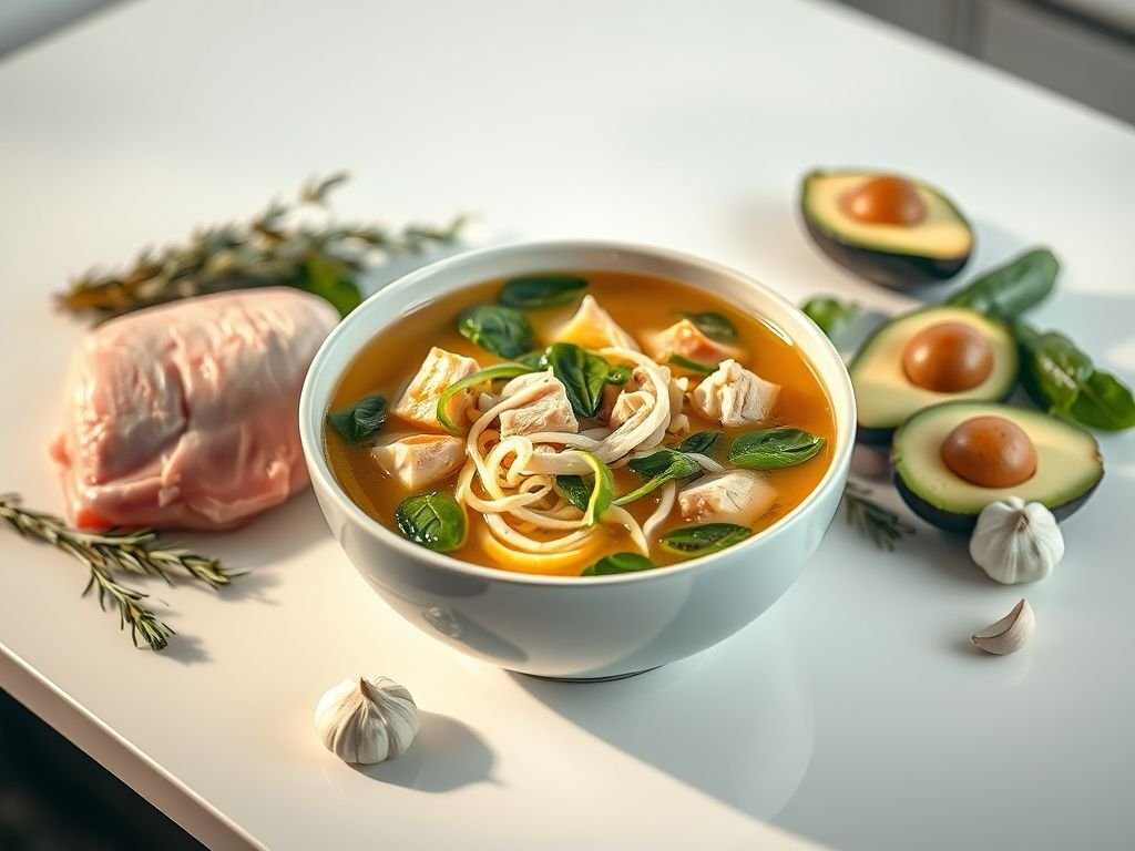 Sopa low carb de frango