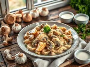 Estrogonofe de Frango Energético com Creme de Leite e Cogumelos